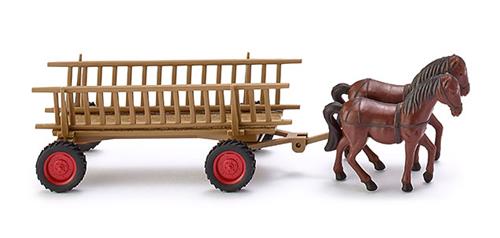 Wiking Open Sided Wagon with Horses 089302