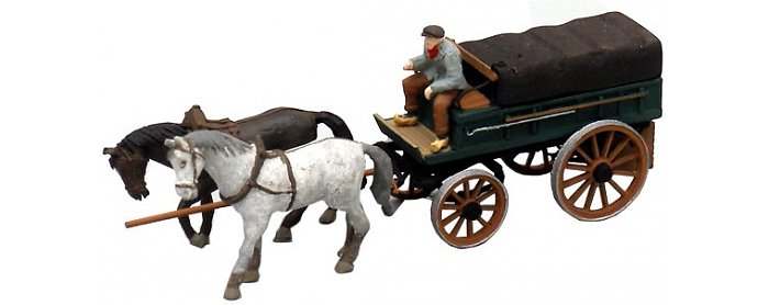 Artitec Covered Wagon with Tarpaulin, 2 Horses & Driver 387065