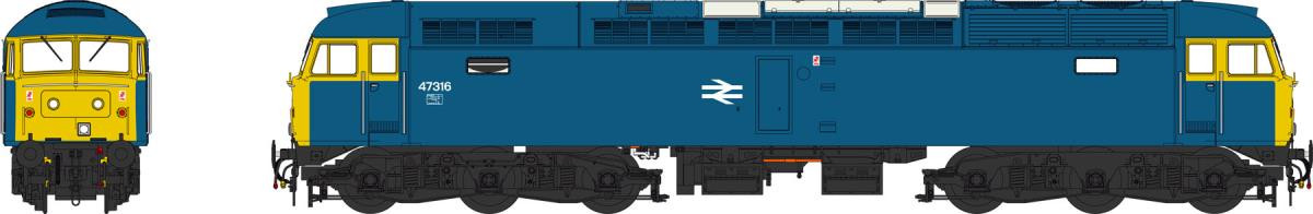Heljan 47203 Class 47 316 BR Blue Plated Headcode Panels with DCC Sound