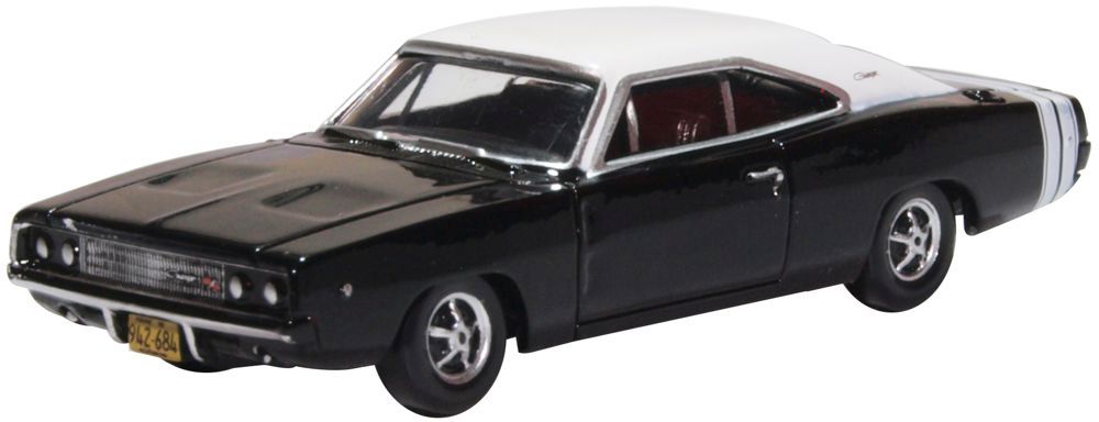 Oxford Diecast Dodge Charger 1968 Black/White 87DC68003