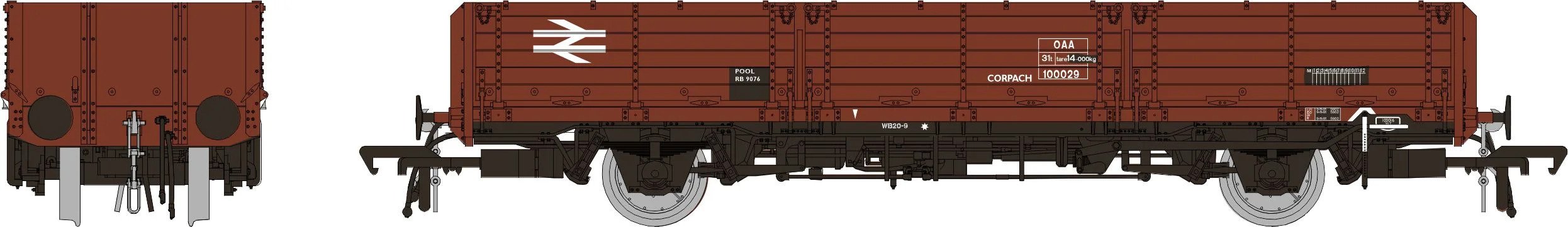 Rapido Trains 915006 OAA No. 100029, BR bauxite, Corpach pool lettering