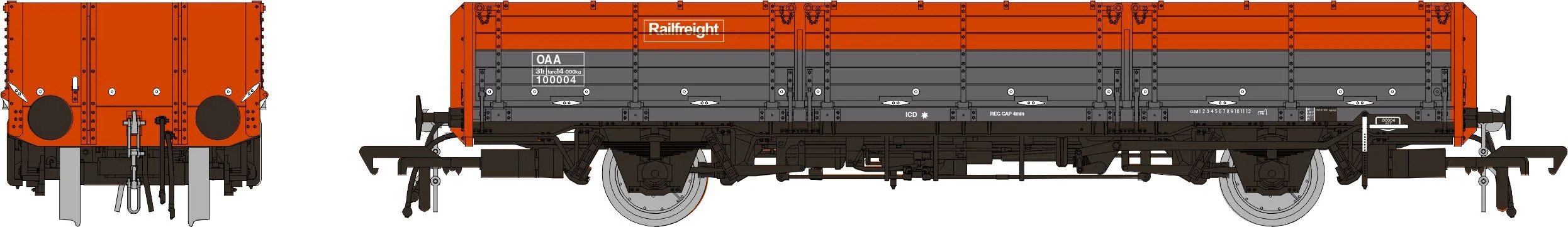 Rapido Trains 915010 OAA No. 100004, Railfreight red/grey