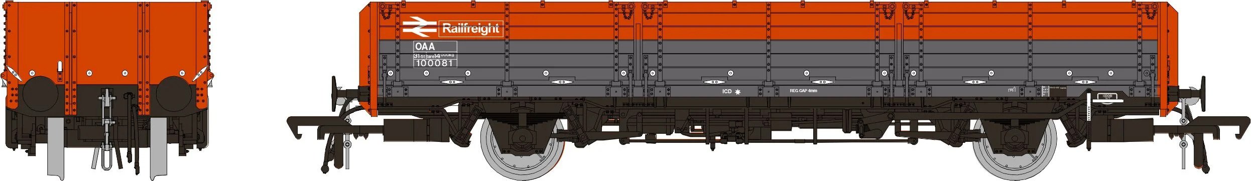 Rapido Trains 915011 OAA No. 100081, Railfreight red/grey