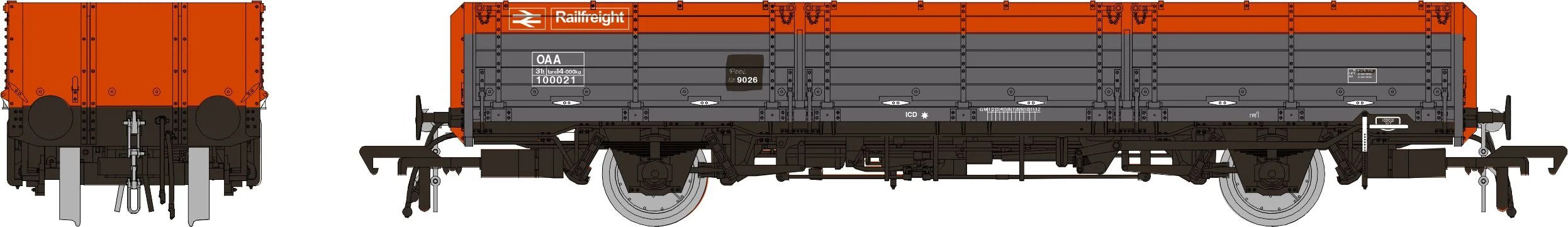 Rapido Trains 915014 OAA No. 100021, Railfreight red/grey