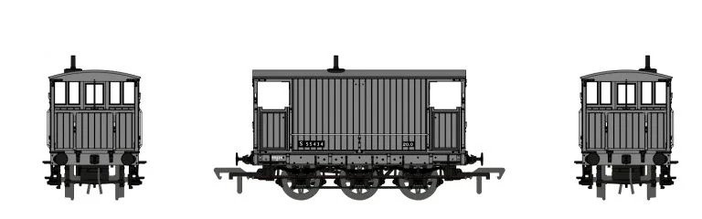 Rapido Trains 931008 SECR 6 Wheel Brake Van No.S55434 BR Freight Grey