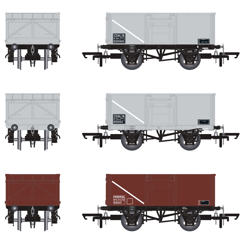 Accurascale ACC1024 16T Mineral Wagon x 3 Pack BR Freight Grey