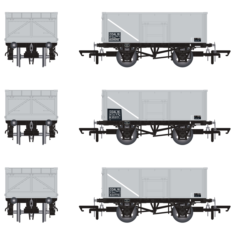 Accurascale ACC1061 16T Mineral Wagon x 3 Pack COAL 16 (rebodied) in BR Freight Grey