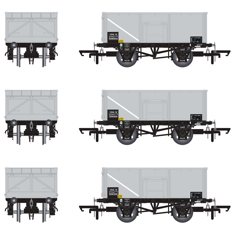 Accurascale ACC1062 16T Mineral Wagon x 3 Pack COAL 16 (rebodied) in BR Freight Grey