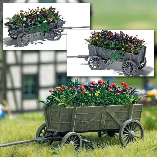 Busch Wooden Cart With Flowers 1228