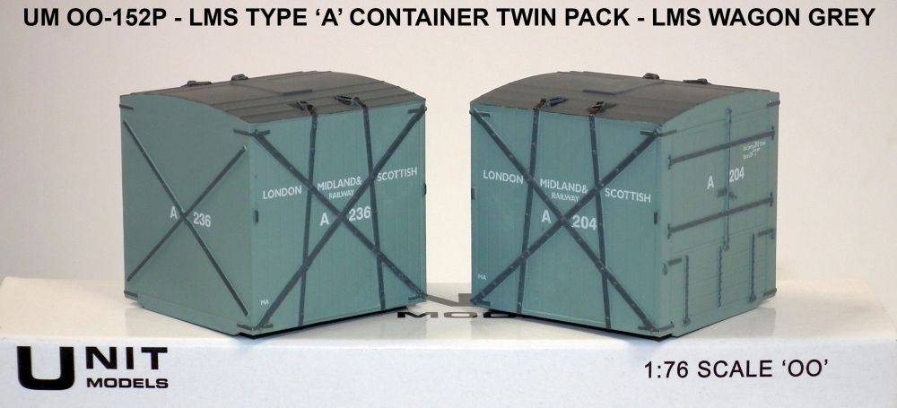 Unit Models OO-152P x 2 Type A Containers LMS Grey